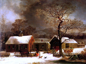  George Henry Durrie A Winter Scene in New Haven - Art Print