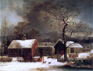  George Henry Durrie A Winter Scene in New Haven, Connecticut - Art Print