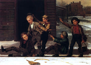  John George Brown Winter Sports in the Gutter - Art Print