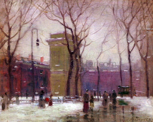  Paul Cornoyer Winter, Washington Square - Art Print