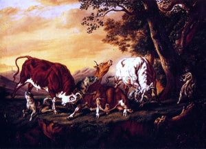  William Aiken Walker Wolves Attacking Cattle - Art Print