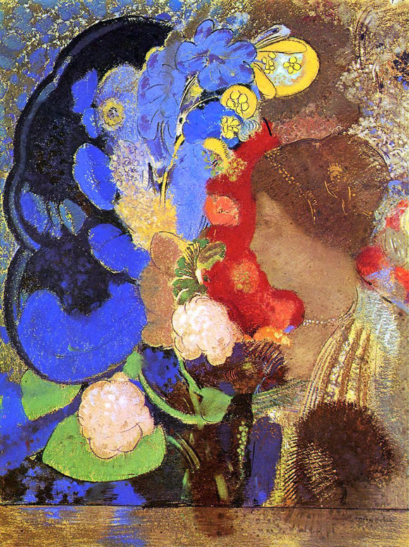  Odilon Redon Woman among the Flowers - Art Print
