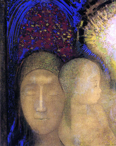  Odilon Redon Woman and Child Against a Stained Glass Background - Art Print