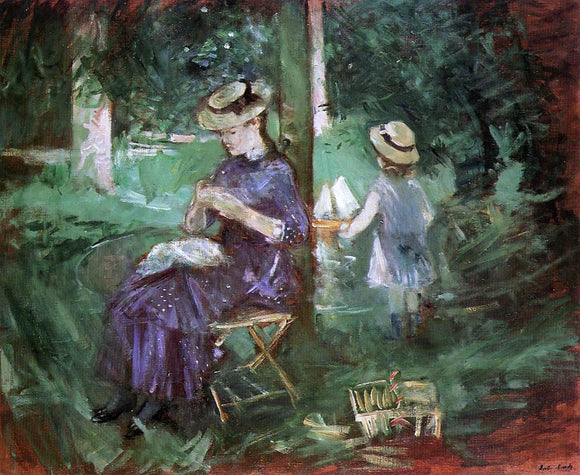  Berthe Morisot Woman and Child in a Garden - Art Print