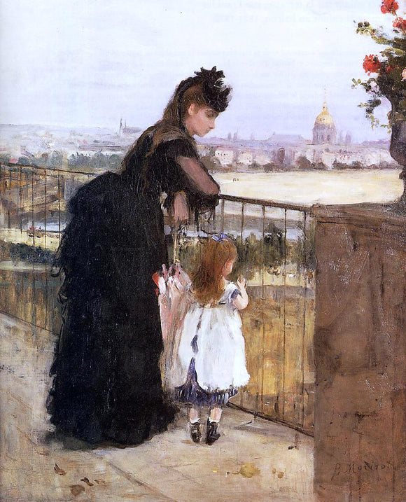  Berthe Morisot Woman and Child on a Balcony - Art Print