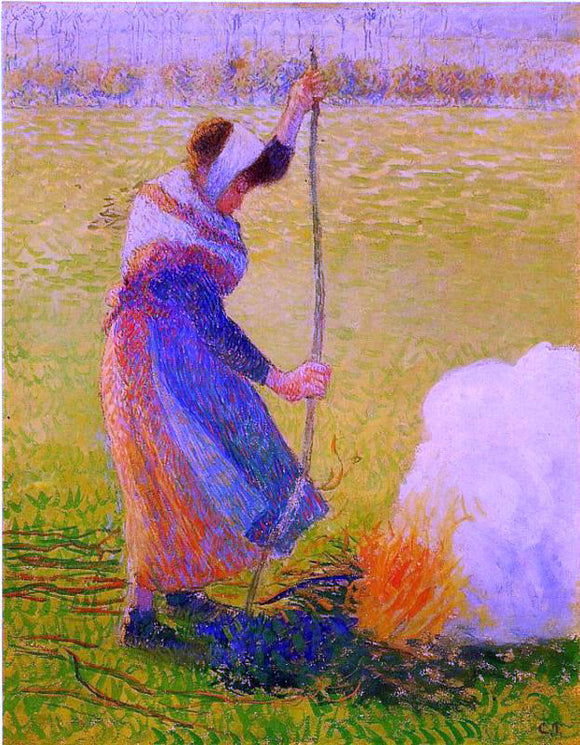  Camille Pissarro Woman Burning Wood - Art Print