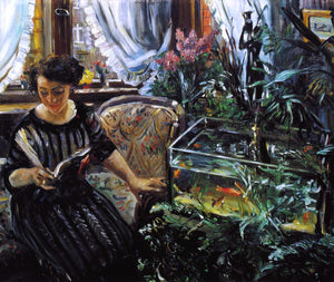  Lovis Corinth Woman by a Goldfish Tank - Art Print