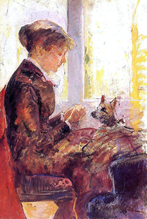  Mary Cassatt Woman by a Window Feeding Her Dog - Art Print