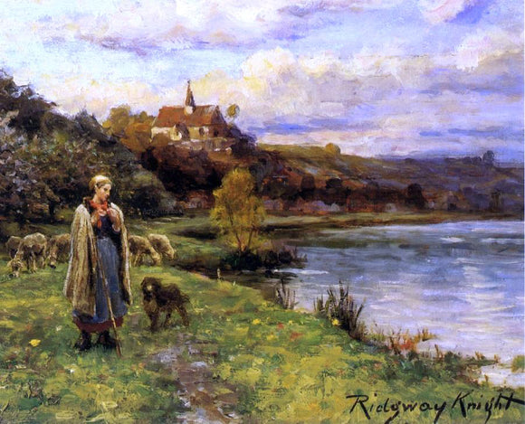  Daniel Ridgway Knight Woman by the Water - Art Print