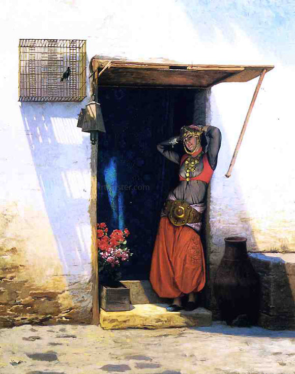  Jean-Leon Gerome Woman from Cairo at Her Door - Art Print