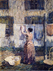  Robert Spencer Woman Hanging Out Clothes - Art Print