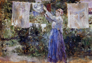  Berthe Morisot A Woman Hanging out the Wash - Art Print