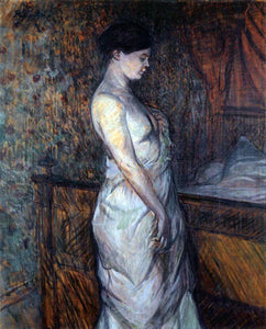  Henri De Toulouse-Lautrec Woman in a Chemise Standing by a Bed (also known as Madame Poupoule) - Art Print