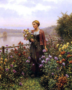  Daniel Ridgway Knight Woman in a Garden - Art Print