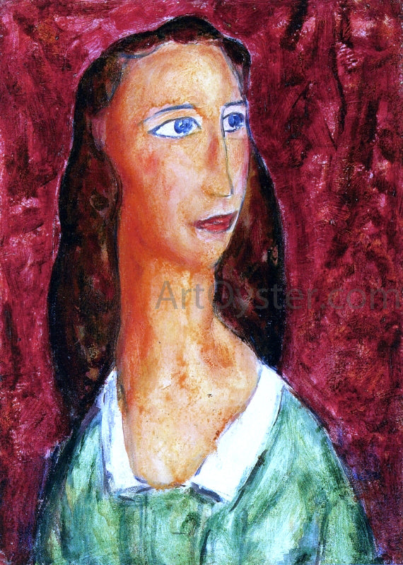  Alfred Henry Maurer Woman in a Green Dress with White Collar - Art Print
