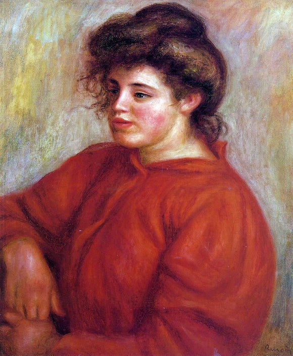  Pierre Auguste Renoir Woman in a Red Blouse - Art Print