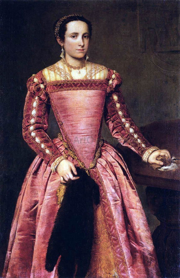  Giovanni Battista Moroni Woman in a Red Dress - Art Print