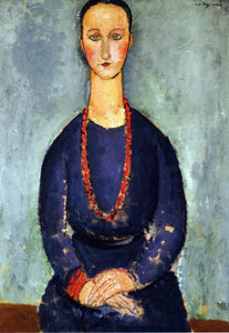  Amedeo Modigliani Woman in a Red Necklace - Art Print