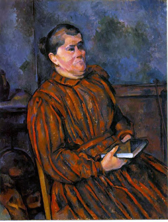  Paul Cezanne Woman in a Red Striped Dress - Art Print