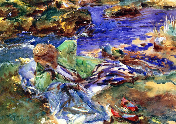  John Singer Sargent Woman in a Turkish Costume (also known as A Turkish Woman by a Stream) - Art Print