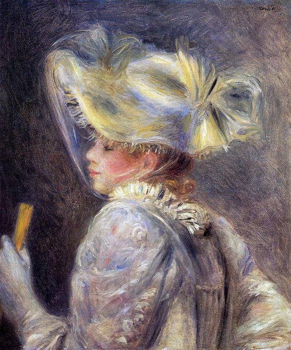  Pierre Auguste Renoir Woman in a White Hat - Art Print