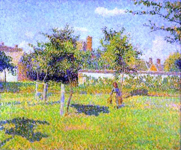 Camille Pissarro Woman in an Orchard, Spring Sunshine in a Field, Eragny - Art Print
