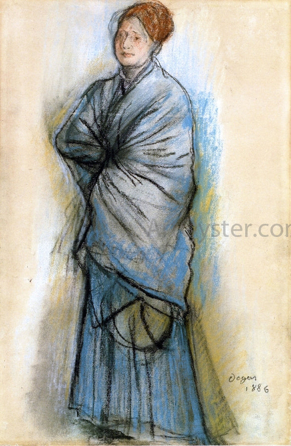  Edgar Degas Woman in Blue (also known as Portrait of Mlle. Helene Rouart) - Art Print