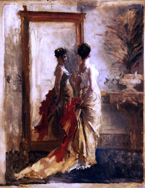  Mose Bianchi Woman in Front of a Mirror - Art Print