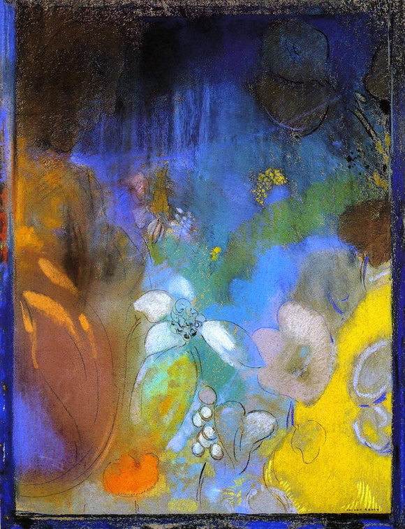  Odilon Redon Woman in Profile with Flowers - Art Print