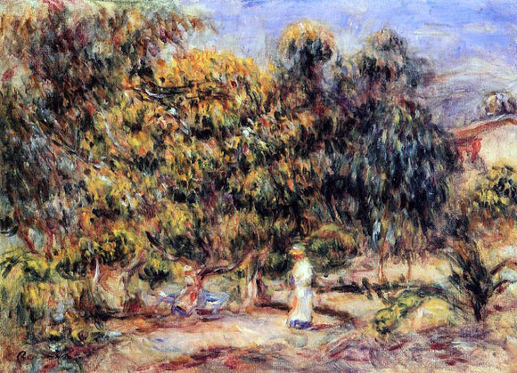  Pierre Auguste Renoir Woman in White in the Garden at Colettes - Art Print