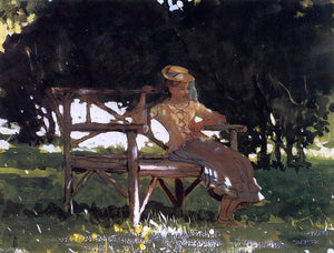  Winslow Homer Woman on a Bench (also known as Girl on a Garden Seat) - Art Print