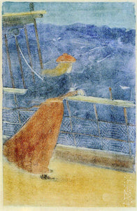  Maurice Prendergast Woman on Ship Deck, Looking out to Sea (also known as Girl at Ship's Rail) - Art Print