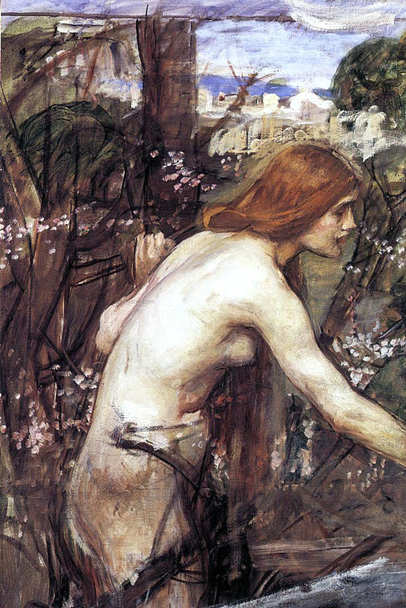  John William Waterhouse Woman Picking Flowers - Art Print