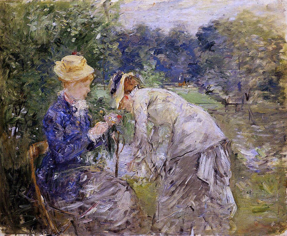  Berthe Morisot Woman Picking Flowers - Art Print