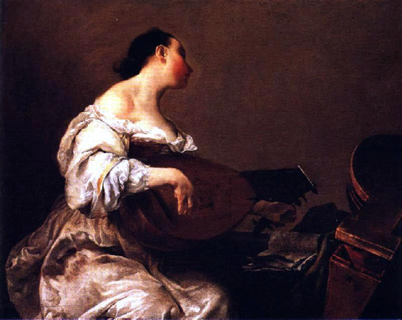  Giuseppe Maria Crespi Woman Playing a Lute - Art Print