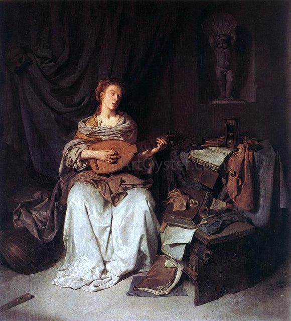  Cornelis Bega Woman Playing a Lute - Art Print