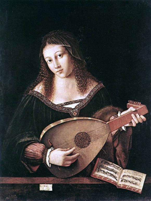  Bartolomeo Veneto Woman Playing a Lute - Art Print