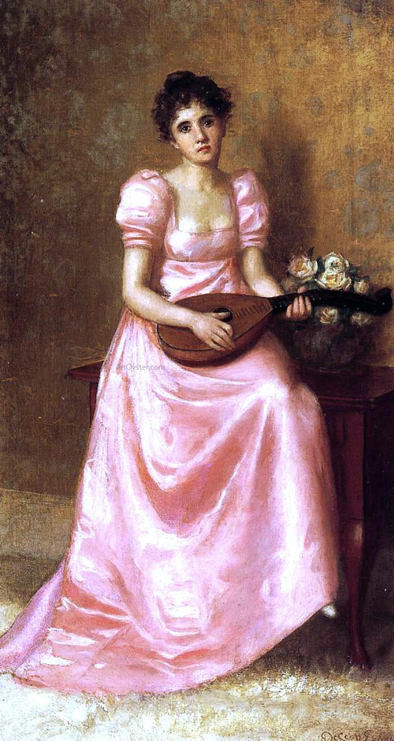  De Scott Evans Woman Playing a Mandoliln - Art Print