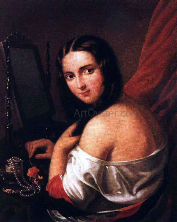  Jakab Marastoni Woman Seated Before a Mirror - Art Print