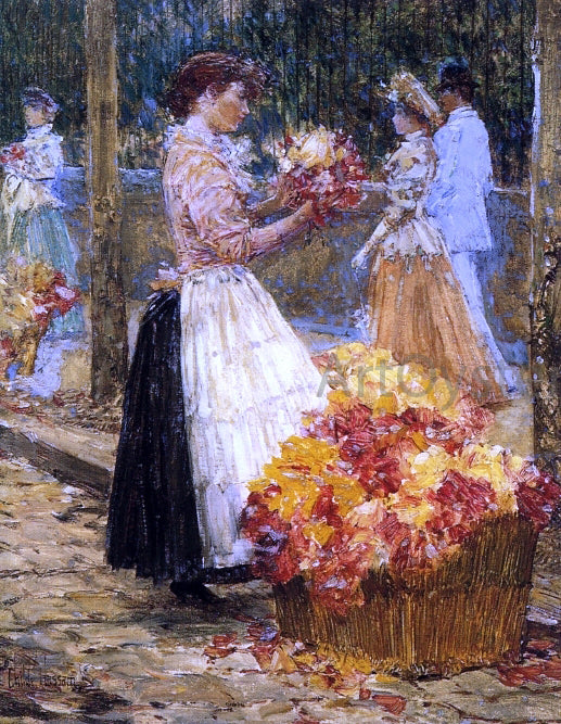  Frederick Childe Hassam Woman Selling Flowers - Art Print