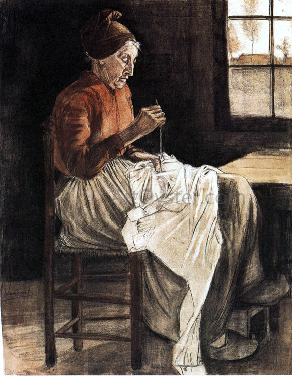  Vincent Van Gogh Woman Sewing - Art Print