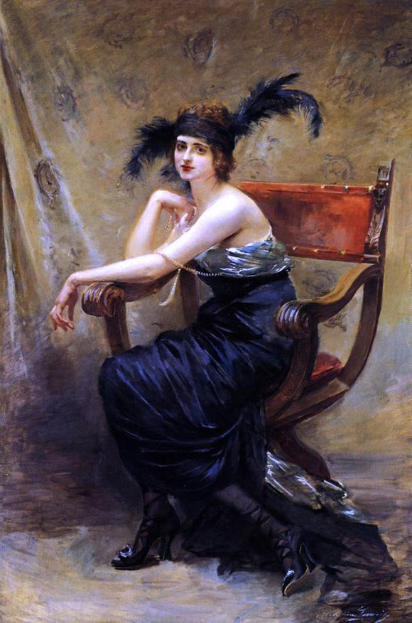  Madeleine Jeanne Lemaire Woman Sitting in a 'Dagobert' Armchair - Art Print