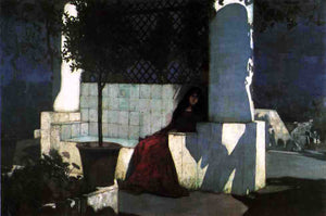  Charles Caryl Coleman Woman Sitting in the Moonlight - Art Print
