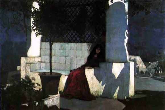 Charles Caryl Coleman Woman Sitting in the Moonlight - Art Print