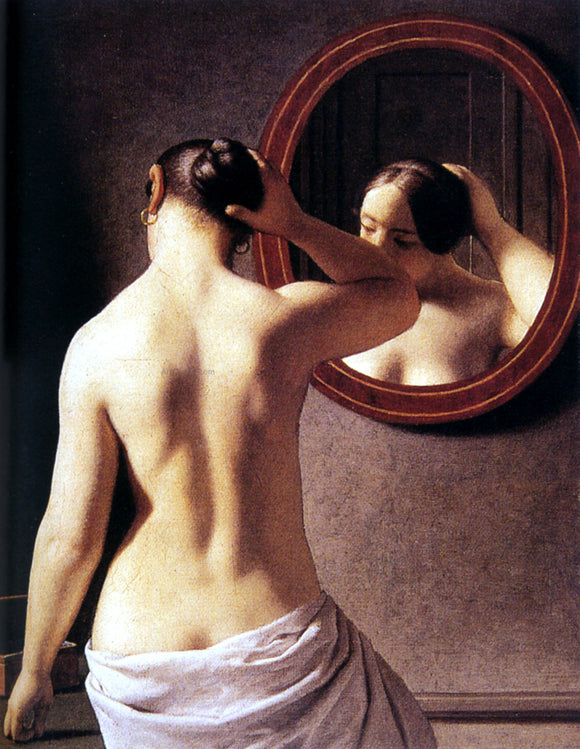  Christoffer Wilhelm Eckersberg Woman Standing in front of a Mirror - Art Print