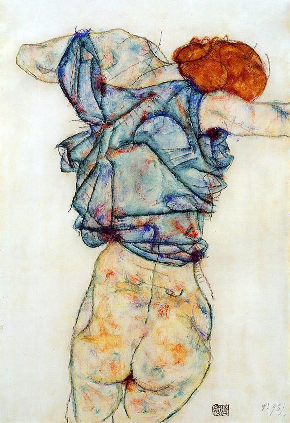  Egon Schiele Woman Undressing - Art Print