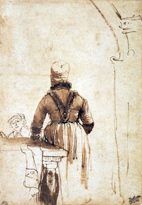  Rembrandt Van Rijn Woman Wearing a Costume of Northern Holland, Seen from her Back - Art Print