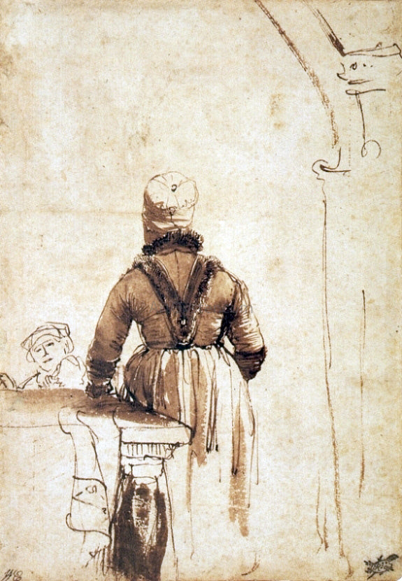  Rembrandt Van Rijn Woman Wearing a Costume of Northern Holland, Seen from her Back - Art Print