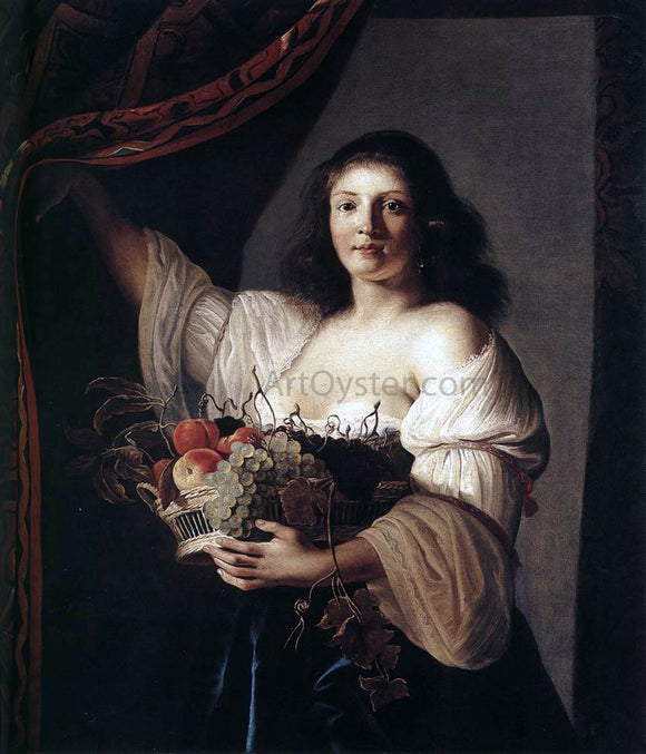  Christiaen Van Couwenbergh Woman with a Basket of Fruit - Art Print