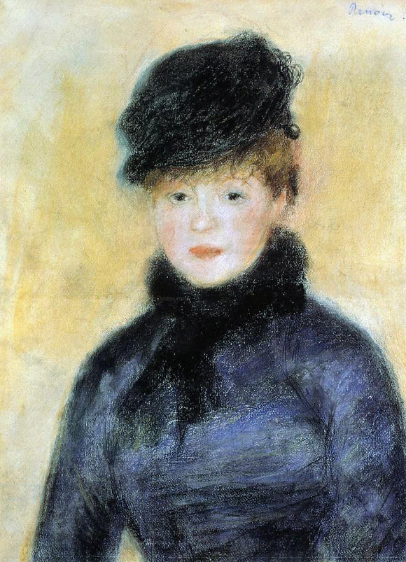  Pierre Auguste Renoir Woman with a Blue Blouse - Art Print